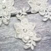 Beaded Ivory Flower Lace Piece for Invitations