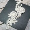 Ivory Beaded Flower Lace Piece for Invitations