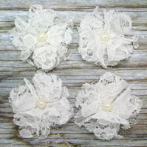 White Lace Like Flower with Pearl for Invitations
