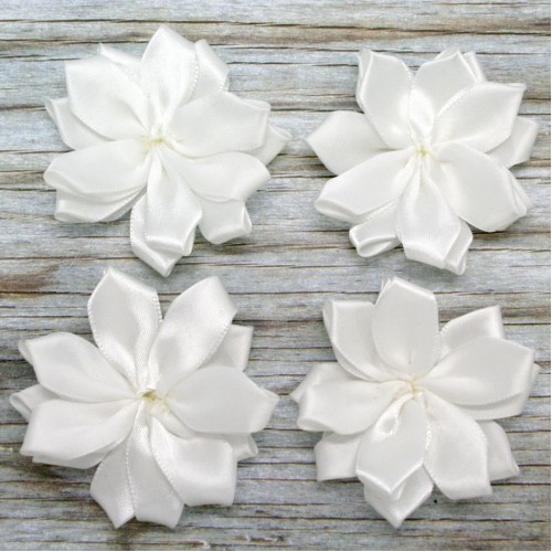 White Satin Flower for Invitations