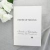 CHURBK07 white Wedding Ceremony Booklet with white ribbon and diamante