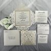 WEDINV191 Rose Gold Glitter Ivory Lasercut Wedding Invitations package