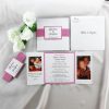 WEDINV204 Pink glitter and white wedding invitation with photos 100x100