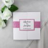 WEDINV204 Pink glitter and white wedding invitation with photos front 100x100