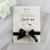 WEDINV56 Black and ivory simple elegant lasercut wedding invitation pocket